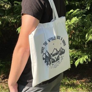 Save the world, raise a hippie canvas tote